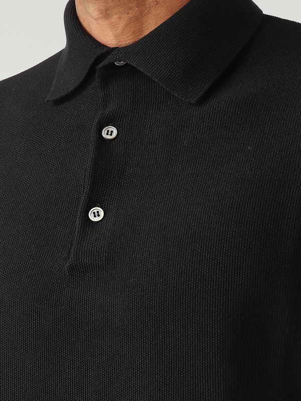 5. Polo uomo in crêpe di cotone Nero Filippo de Laurentiis pl1mccr12s