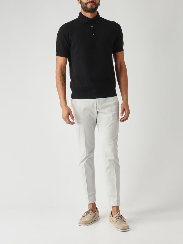 2. Polo uomo in crêpe di cotone Nero Filippo de Laurentiis pl1mccr12s