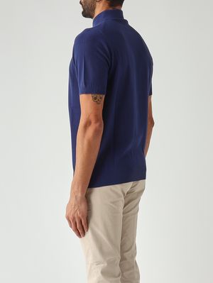 4. Polo de hombre en crepé de algodón Cobalto