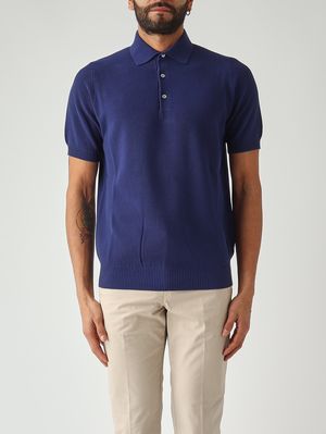 1. Polo de hombre en crepé de algodón Cobalto