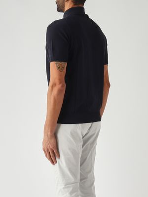 4. Polo de hombre en crepé de algodón Azul marino