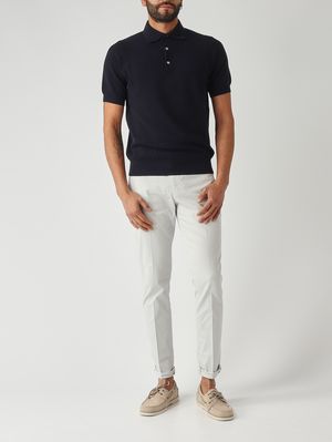2. Polo de hombre en crepé de algodón Azul marino