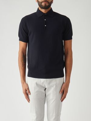 1. Polo de hombre en crepé de algodón Azul marino