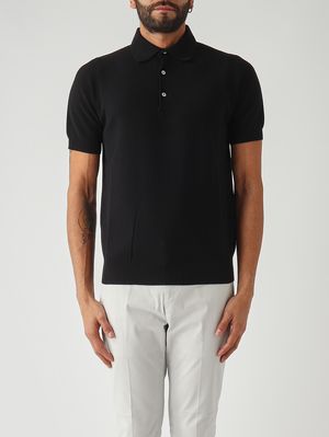 1. Polo uomo in crêpe di cotone Nero