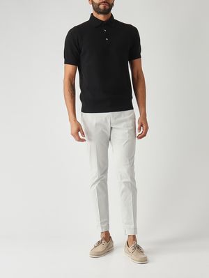 2. Polo uomo in crêpe di cotone Nero