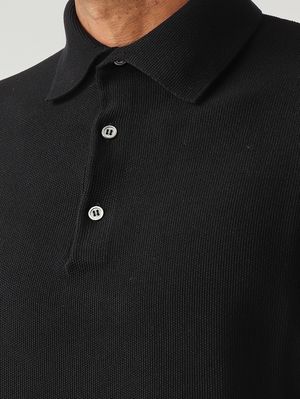 5. Polo uomo in crêpe di cotone Nero