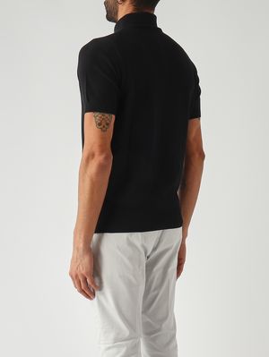 4. Polo uomo in crêpe di cotone Nero