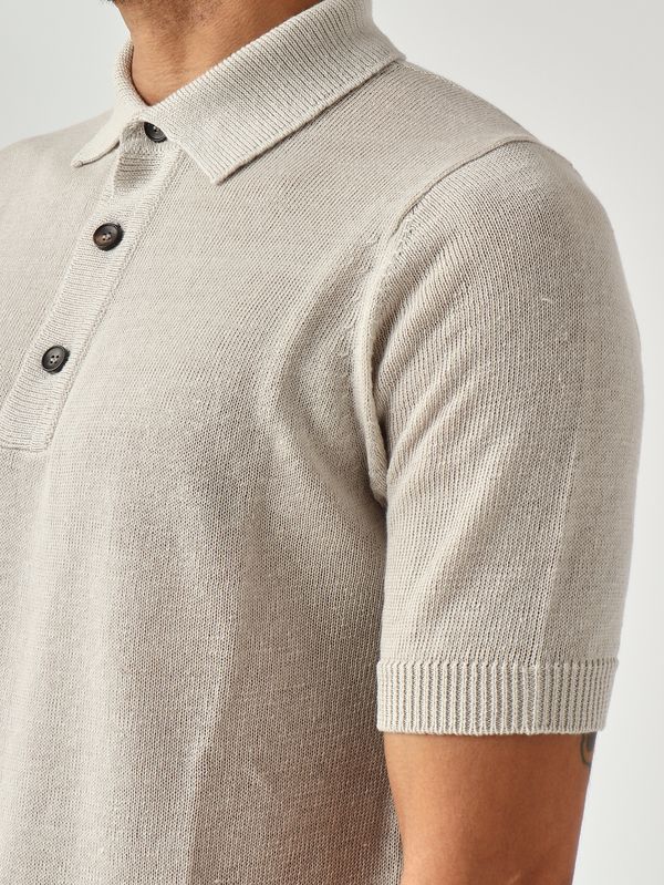 5. Polo homme en lin et coton Gris Filippo de Laurentiis pl1mclc7r