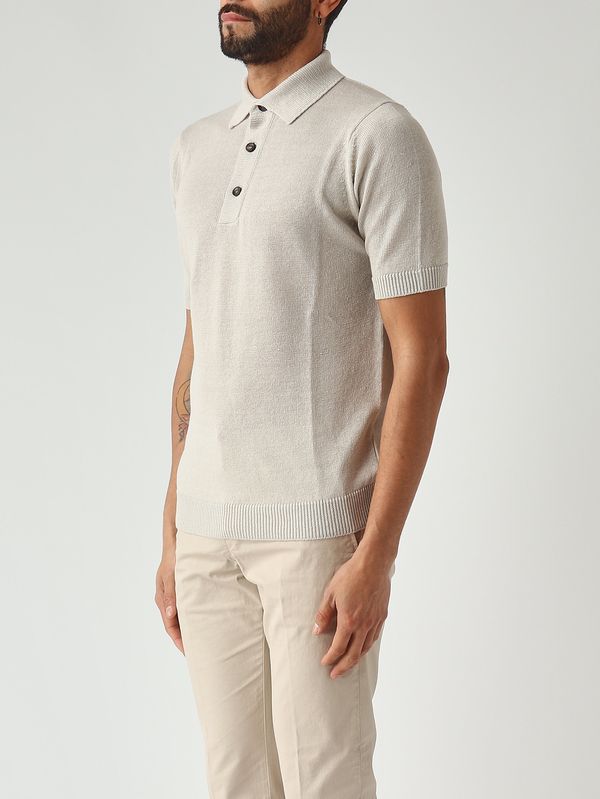 3. Polo homme en lin et coton Gris Filippo de Laurentiis pl1mclc7r