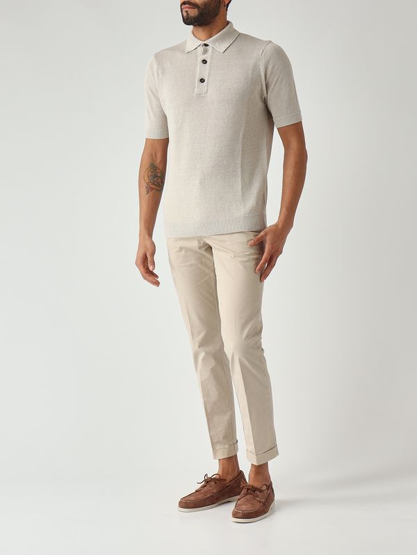 2. Polo homme en lin et coton Gris Filippo de Laurentiis pl1mclc7r