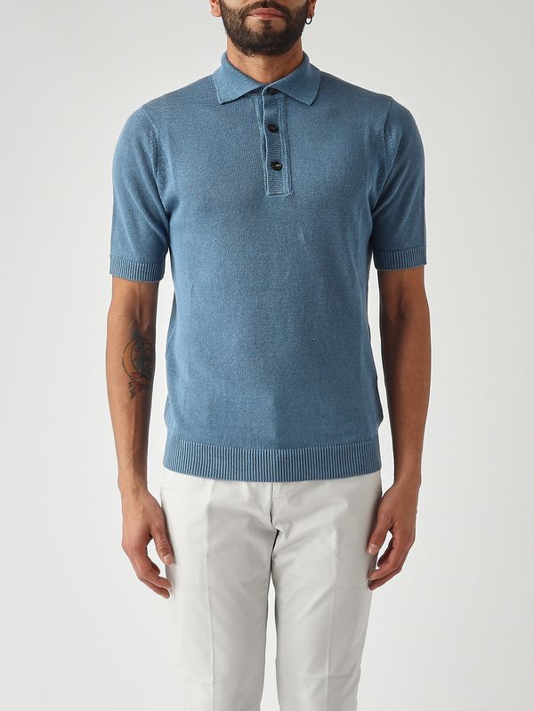 Filippo de Laurentiis Men's crêpe cotton polo shirt - Avio