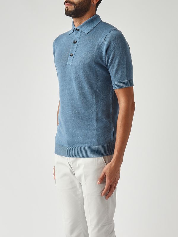 3. Polo homme en lin et coton Pervenche Filippo de Laurentiis pl1mclc7r
