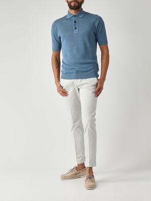 2. Polo homme en lin et coton Pervenche