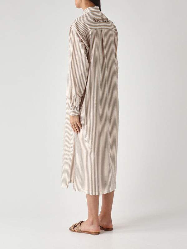 4. Adeline women's cotton dress Beige-White MC2 Saint Barth adn0001
