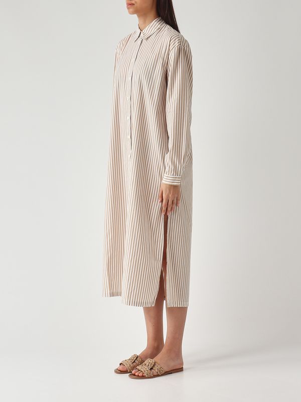 3. Adeline women's cotton dress Beige-White MC2 Saint Barth adn0001