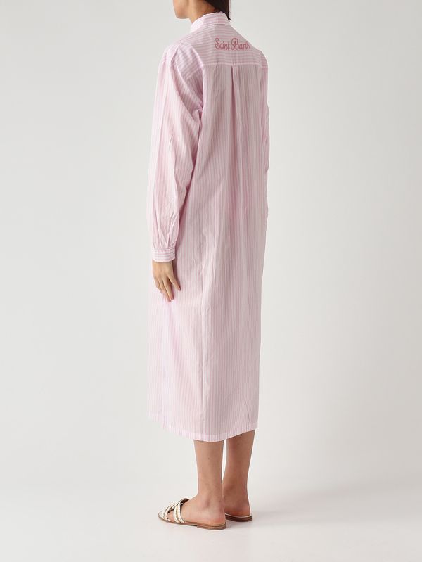 4. Damenkleid Adeline aus Baumwolle Rosa-Weiß MC2 Saint Barth adn0001