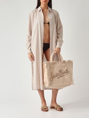 2. Robe pour femme Adeline en coton Beige-Blanc