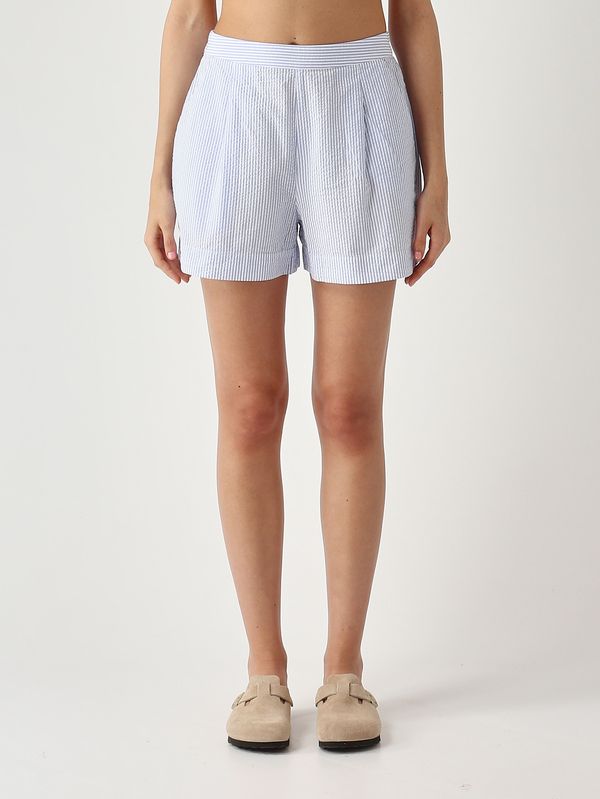 1. Amani Damen-Shorts aus Baumwolle Weiß-Hellblau MC2 Saint Barth amn0001