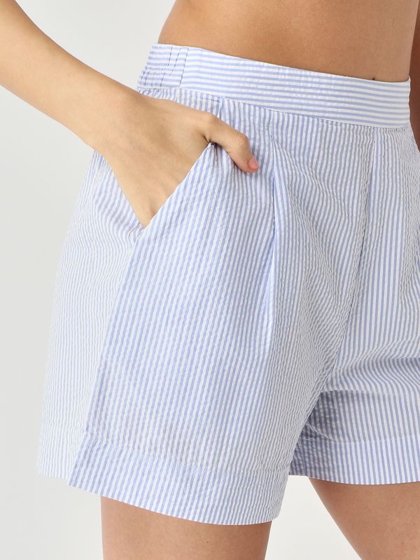 5. Amani Damen-Shorts aus Baumwolle Weiß-Hellblau MC2 Saint Barth amn0001