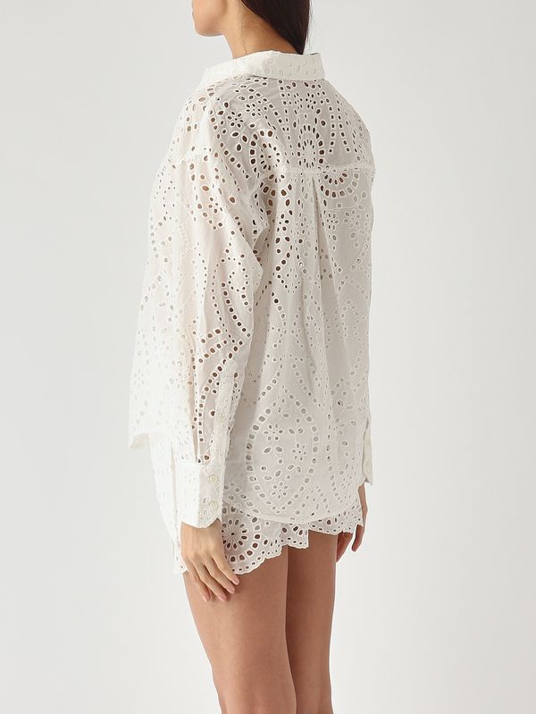 4. Chemise femme Cristal en coton Blanc broderie anglaise MC2 Saint Barth cys0001