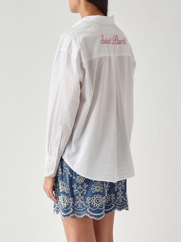 4. Chemise femme Cristal en coton Seersucker blanc MC2 Saint Barth cys0001