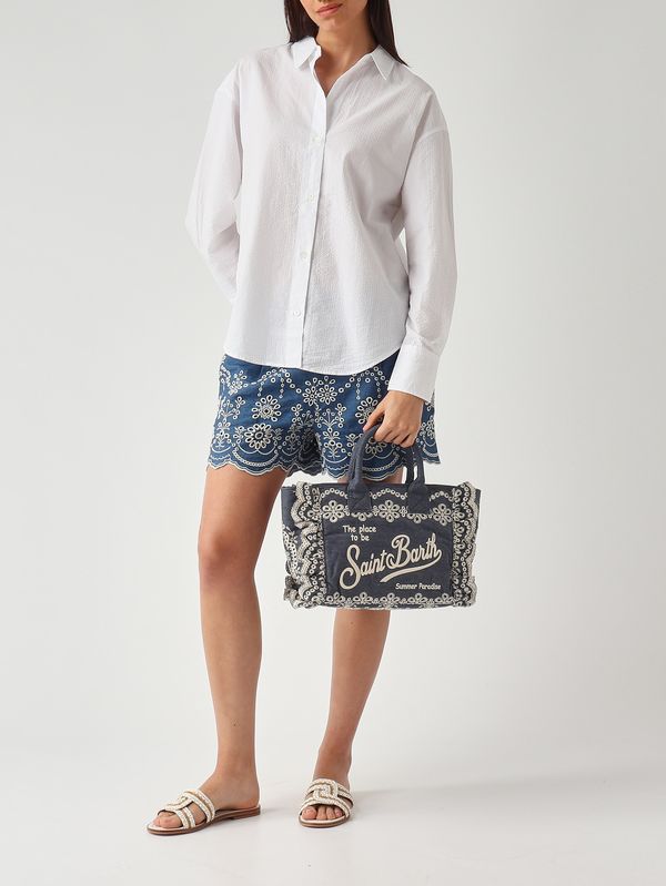 2. Chemise femme Cristal en coton Seersucker blanc MC2 Saint Barth cys0001