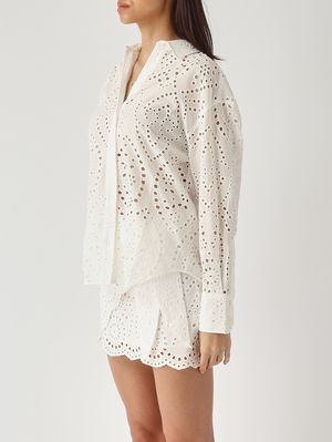 3. Chemise femme Cristal en coton Blanc broderie anglaise