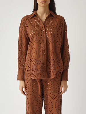 1. Chemise femme Cristal en coton Marron