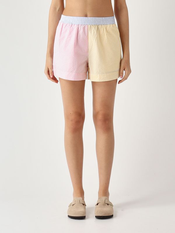 1. Shorts de mujer Meave de algodón Amarillo y rosa MC2 Saint Barth mea002