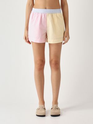 1. Shorts de mujer Meave de algodón Amarillo y rosa