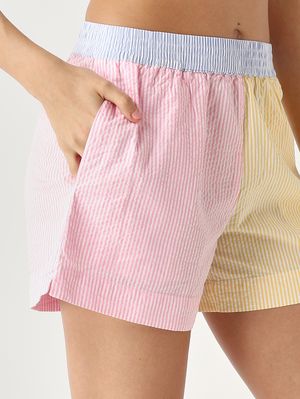 5. Shorts de mujer Meave de algodón Amarillo y rosa