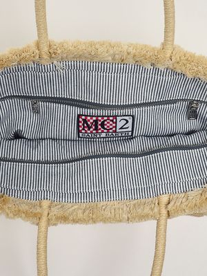4. Damenhandtasche Vanity Straw aus Bast und Baumwolle Beige