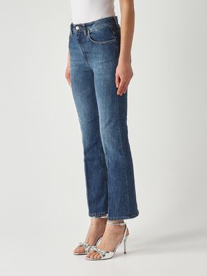 3. Jeans de mujer de algodón elástico Vaquero azul