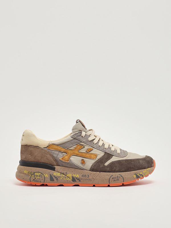 1. Sneakers homme Mick 7866 en cuir et tissu technique Taupe-Marron Premiata mik07866