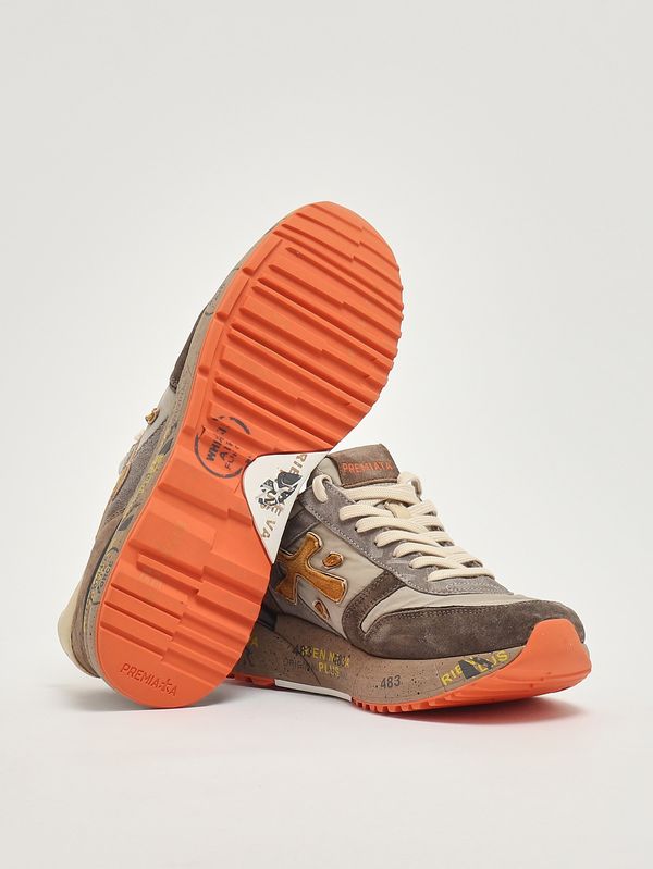 4. Sneakers homme Mick 7866 en cuir et tissu technique Taupe-Marron Premiata mik07866