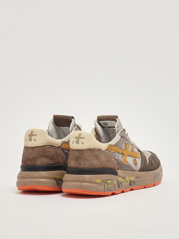 3. Sneakers homme Mick 7866 en cuir et tissu technique Taupe-Marron Premiata mik07866