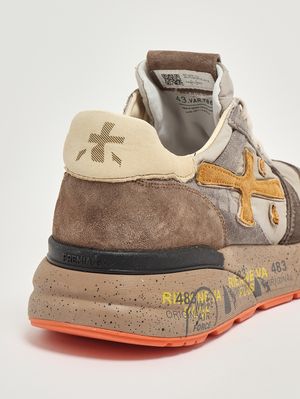 5. Sneakers homme Mick 7866 en cuir et tissu technique Taupe-Marron