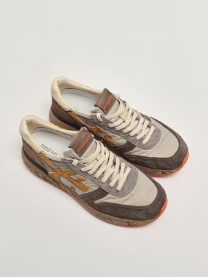 2. Sneakers homme Mick 7866 en cuir et tissu technique Taupe-Marron