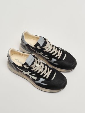 2. Mick 0.1 8119 men's leather and mesh sneakers Black