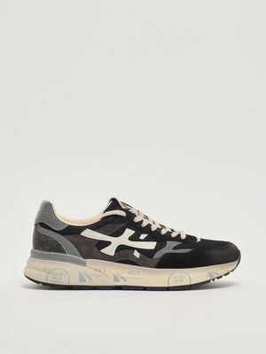 1. Mick 0.1 8119 men's leather and mesh sneakers Black