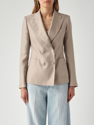 1. Blazer de lino J-Coral para mujer Tórtola
