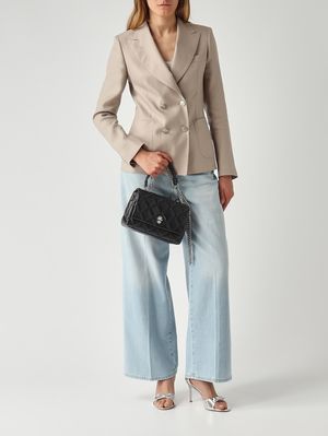 2. Blazer de lino J-Coral para mujer Tórtola