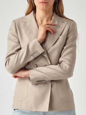 5. Blazer de lino J-Coral para mujer Tórtola