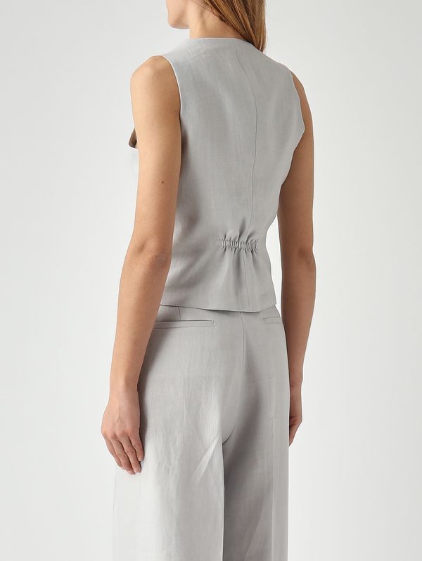 4. Gracie Damen-Weste aus Leinen Perlgrau Tagliatore gracie340021