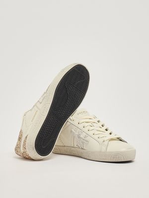 4. Sneakers donna Stevend 8059 in pelle Bianco-Oro