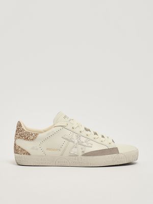 1. Sneakers donna Stevend 8059 in pelle Bianco-Oro