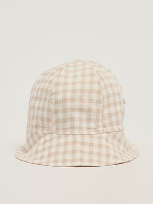1. Gorro para recién nacida de mezcla de algodón Blanco-Nude