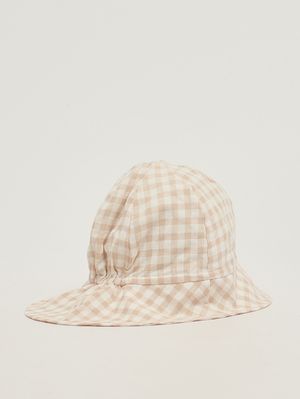 2. Gorro para recién nacida de mezcla de algodón Blanco-Nude