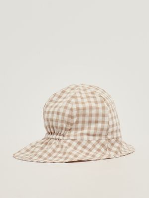 2. Cappello neonata in misto cotone Bianco-Taupe