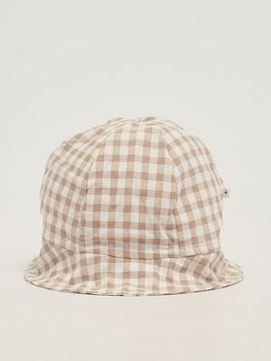 1. Cappello neonata in misto cotone Bianco-Taupe